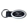 Keychain With Mustang Running Pony Logo Leather Oval Black